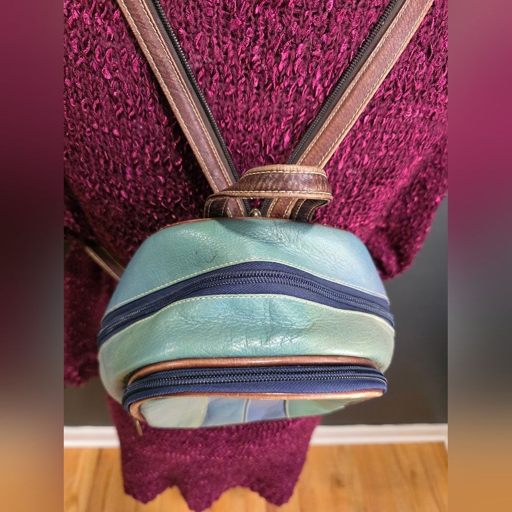 Vintage Mini Backpack Multicolor Muted Iridescent Zip Sling Strap Magical 9x6x4 - Picture 4 of 16